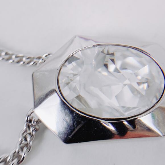 Atelier Swarovski Jean Paul Gaultier Crystal Pendant Necklace Silver Tone Modern - Picture 12 of 15